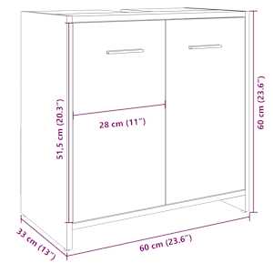 Koupelnová skříňka pod umyvadlo dub sonoma 60x33x60 cm kompozit - obrázek 11