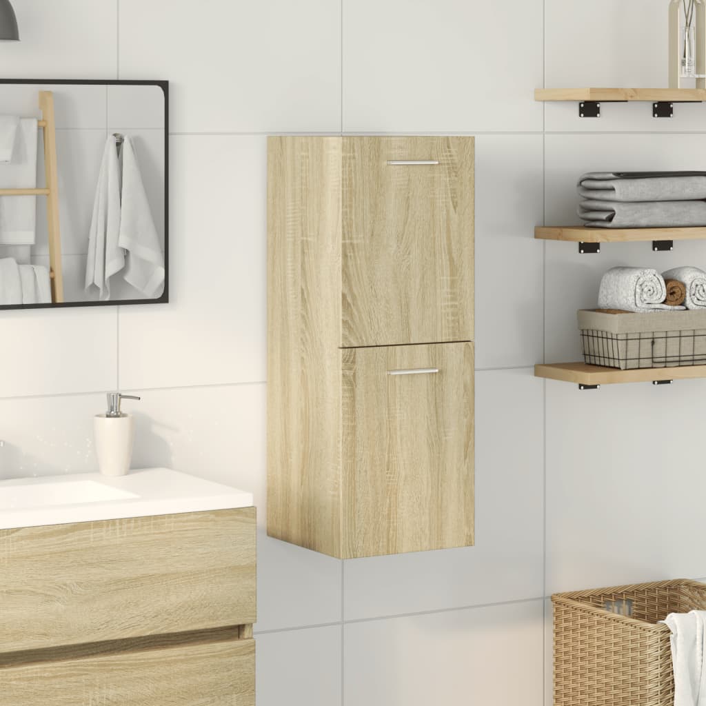 vidaXL Badkamerkast 30x30x80 cm spaanplaat sonoma eikenkleurig afbeelding