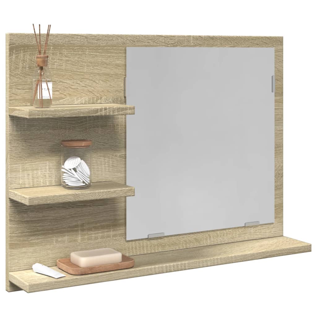 vidaXL Badspiegel Sonoma-Eiche 60x10,5x45 cm Holzwerkstoff