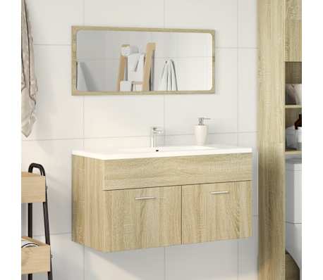 vidaXL Set mobilier de baie, 2 piese, stejar sonoma, lemn prelucrat