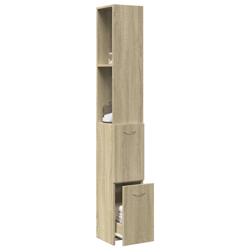 Badschrank Sonoma-Eiche 25×26,5×170 cm Holzwerkstoff