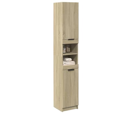 vidaXL Bathroom Cabinet Sonoma Oak 32x34x188.5 cm Engineered Wood