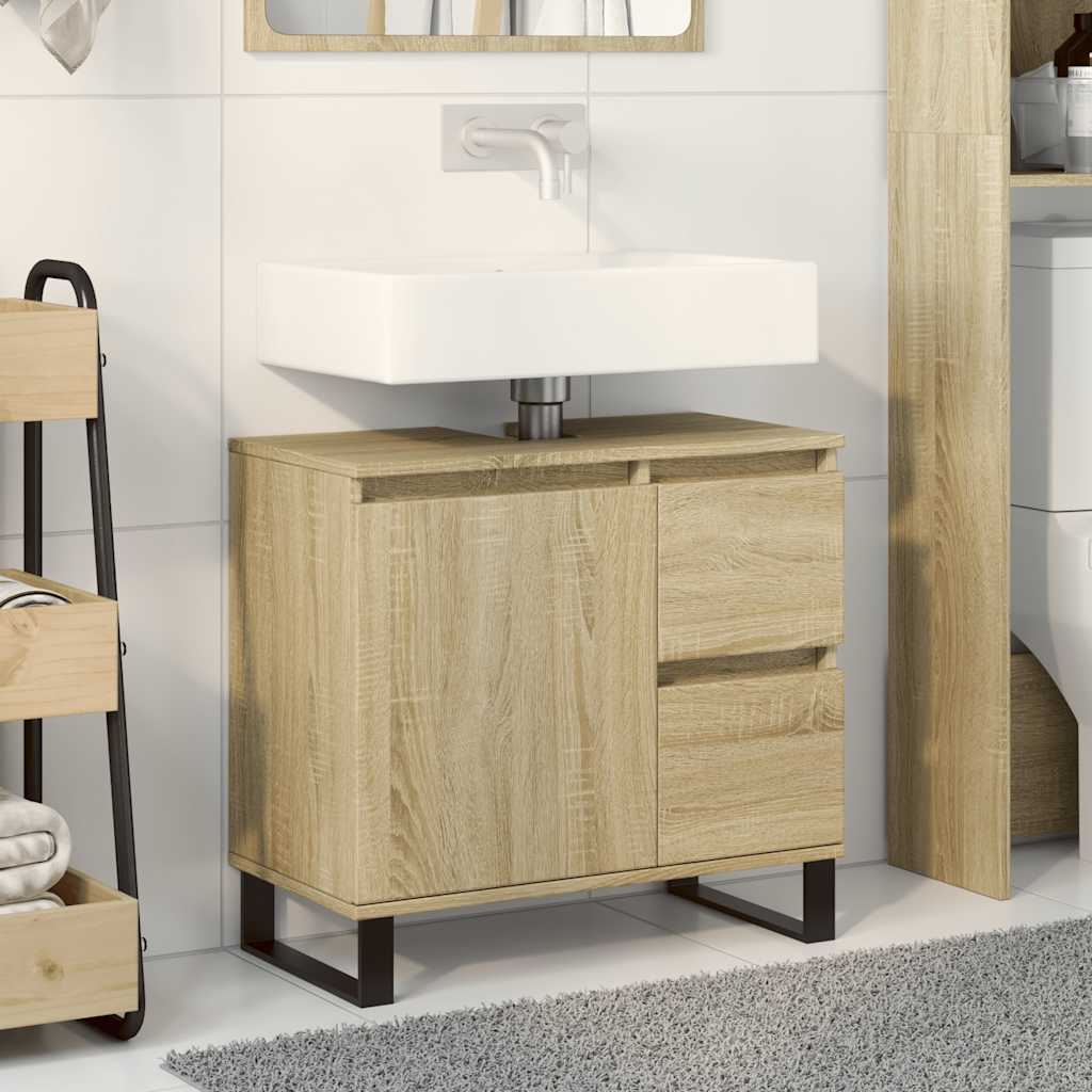 vidaXL Badschrank Sonoma-Eiche 65x33x60 cm Holzwerkstoff