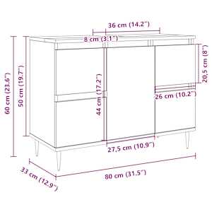 Koupelnová skříňka dub sonoma 80 x 33 x 60 cm kompozitní dřevo - obrázek 10