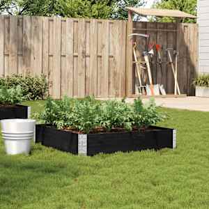 Zahradní truhlík černý 100 x 100 cm masivní borové dřevo - obrázek 1