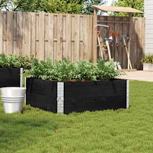Vrtno korito črno 100x100 cm trdna borovina