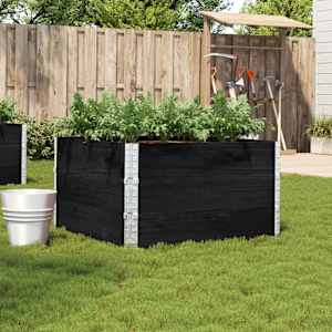 Vrtno korito črno 100x100 cm trdna borovina