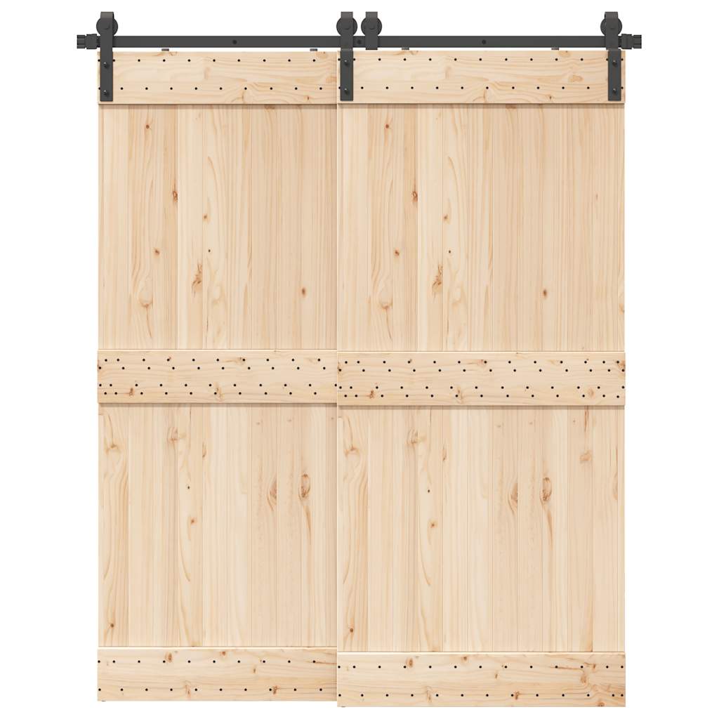 vidaXL Set feronerie pentru ușă glisantă, negru, 183 cm, oțel