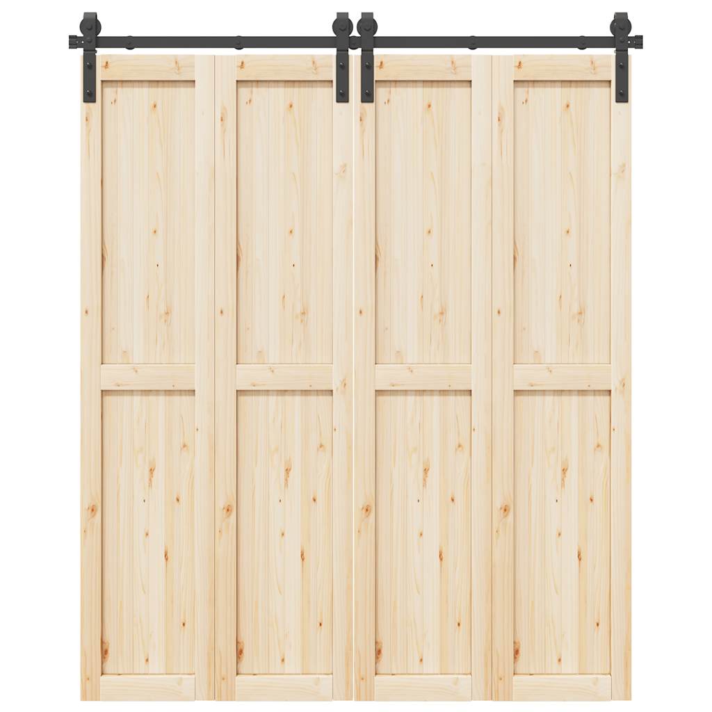 vidaXL Set feronerie pentru ușă glisantă, negru, 183 cm, oțel
