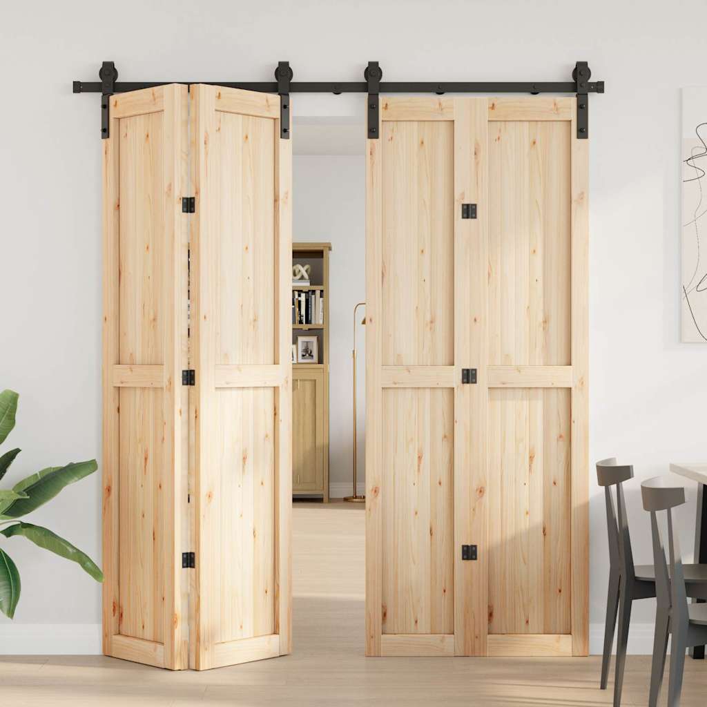vidaXL Set feronerie pentru uși glisante, negru, 200 cm, oțel