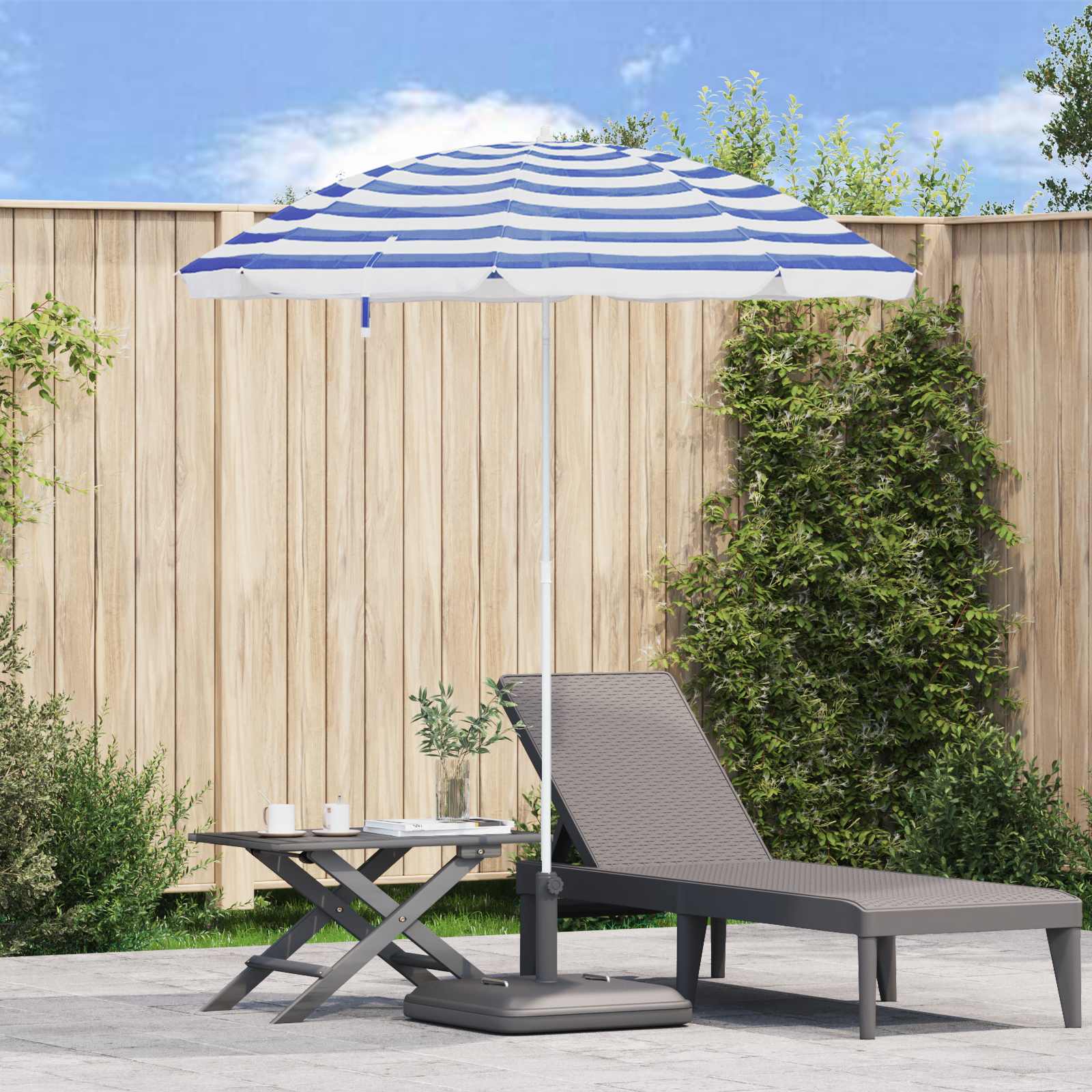 vidaXL Umbrelă de soare Albastru și Alb 161 x 161 x 193 cm Poliester