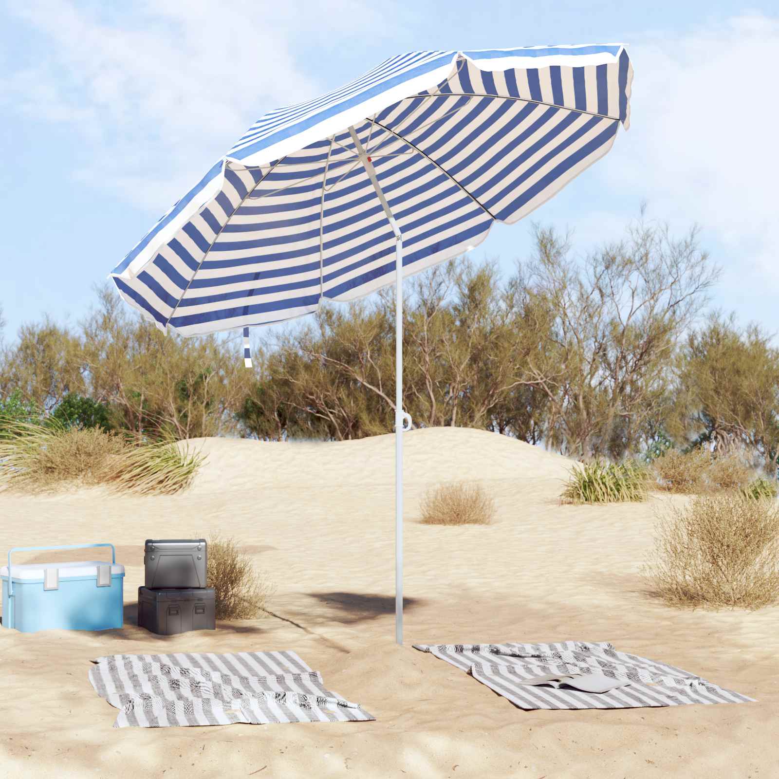 Tuinparasol 263 x 263 x 272 cm 170T polyester Blauw en Wit image 3