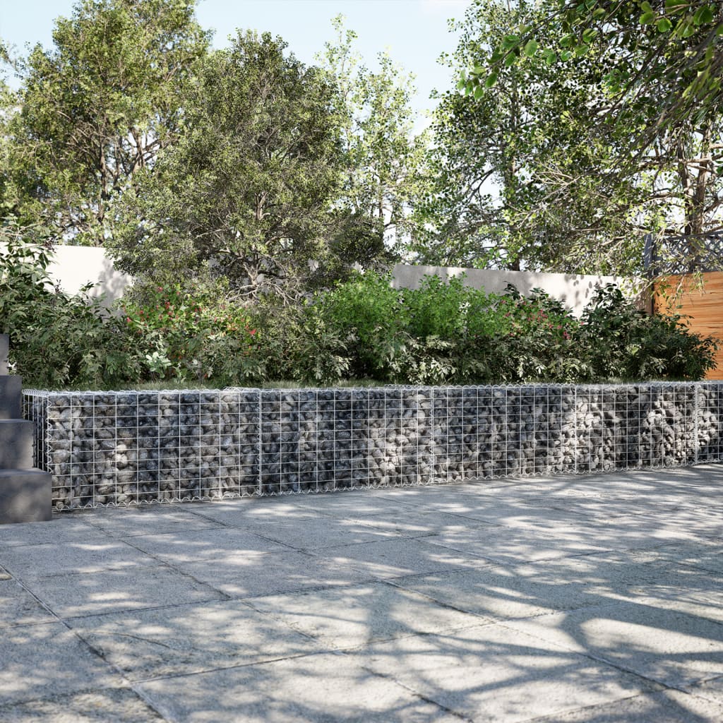 vidaXL gabionkurv med cover 900x50x50 cm galvaniseret jern