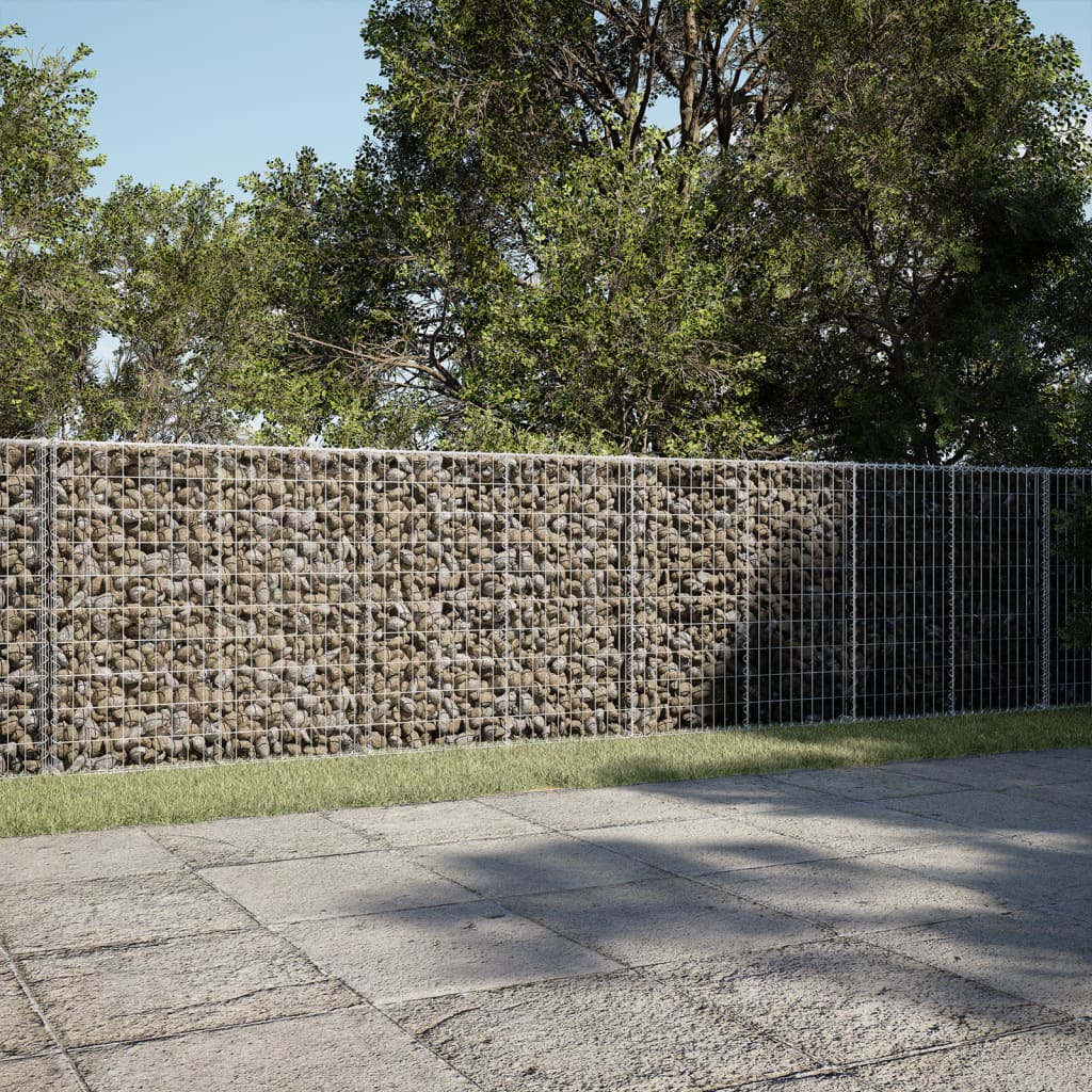 vidaXL gabionkurv med cover 600x50x100 cm galvaniseret jern