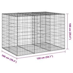 Gabionový koš s víkem 150 x 100 x 100 cm pozinkované železo - obrázek 7