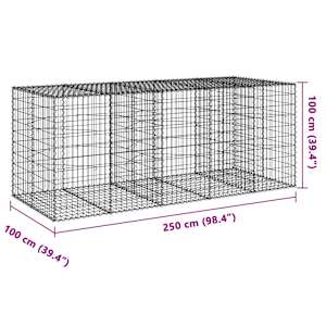 Gabionový koš s víkem 250 x 100 x 100 cm pozinkované železo - obrázek 7