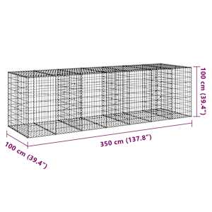 Gabionový koš s víkem 350 x 100 x 100 cm pozinkované železo - obrázek 7