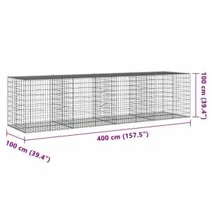 Gabionový koš s víkem 400 x 100 x 100 cm pozinkované železo - obrázek 7