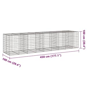 Gabionový koš s víkem 450 x 100 x 100 cm pozinkované železo - obrázek 7