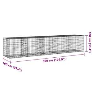 Gabionový koš s víkem 500 x 100 x 100 cm pozinkované železo - obrázek 7