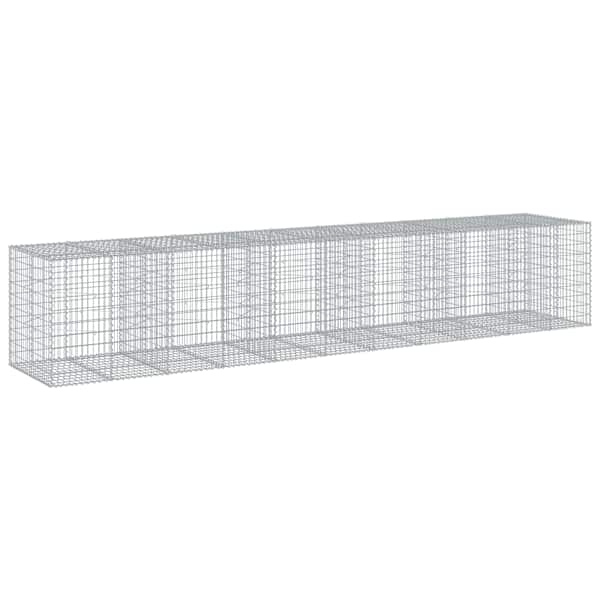 vidaXL kaanega gabioonkorv, 550 x 100 x 100 cm, tsingitud raud