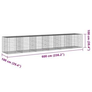 Gabionový koš s víkem 600 x 100 x 100 cm pozinkované železo - obrázek 7