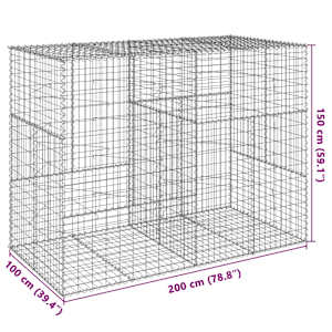 Gabionový koš s víkem 200 x 100 x 150 cm pozinkované železo - obrázek 7