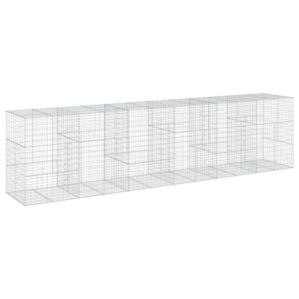 vidaXL Gabionový koš s víkem 600 x 100 x 150 cm pozinkované železo