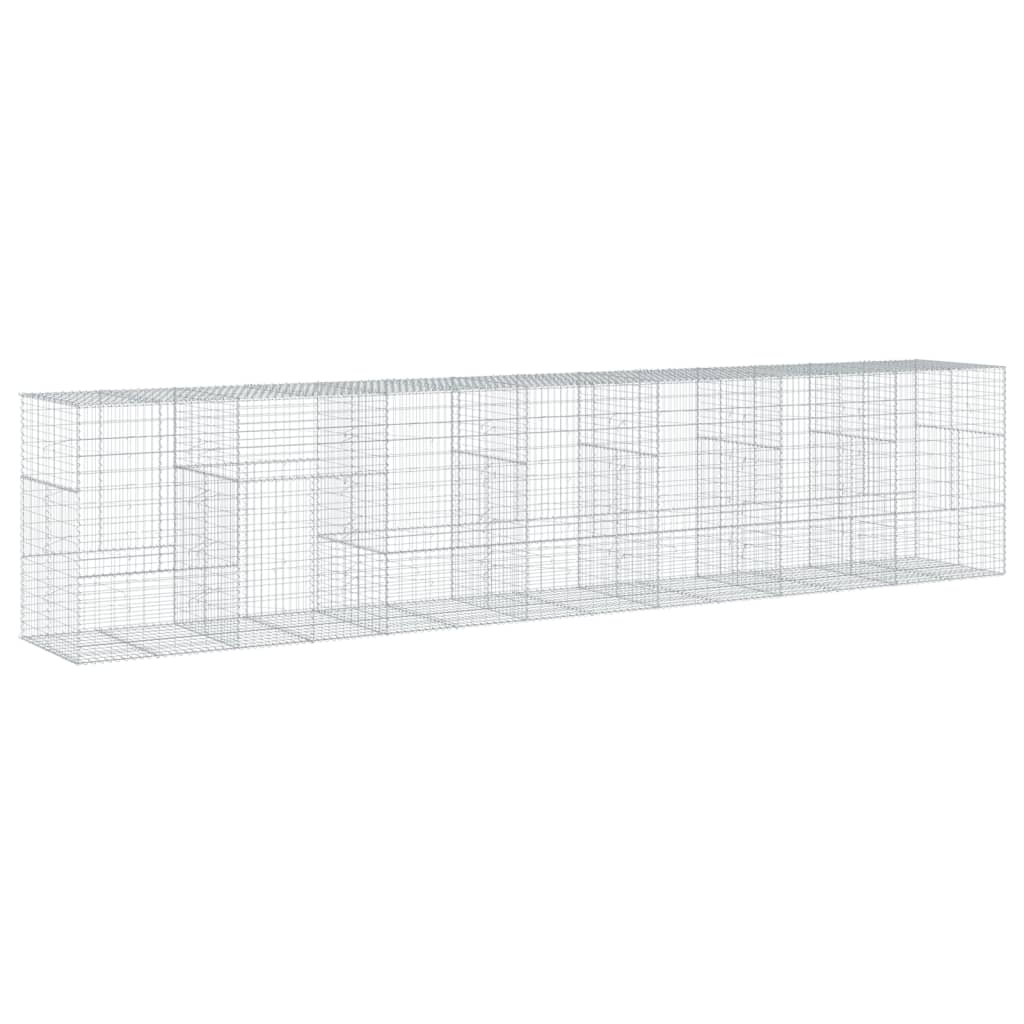 vidaXL Gabionový koš s víkem 700 x 100 x 150 cm pozinkované železo