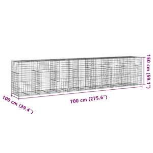 Gabionový koš s víkem 700 x 100 x 150 cm pozinkované železo - obrázek 7