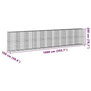 Gabionový koš s víkem 1 000 x 100 x 200 cm pozinkované železo - obrázek 7
