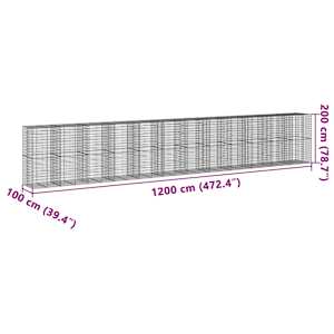 Gabionový koš s víkem 1 200 x 100 x 200 cm pozinkované železo - obrázek 7