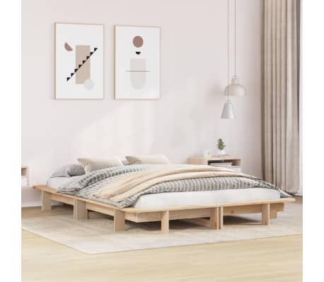 vidaXL gulta bez matrača, 150x200 cm, priedes masīvkoks