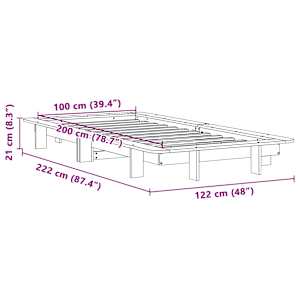 Postel bez matrace bílá 100 x 200 cm masivní borovice - obrázek 9