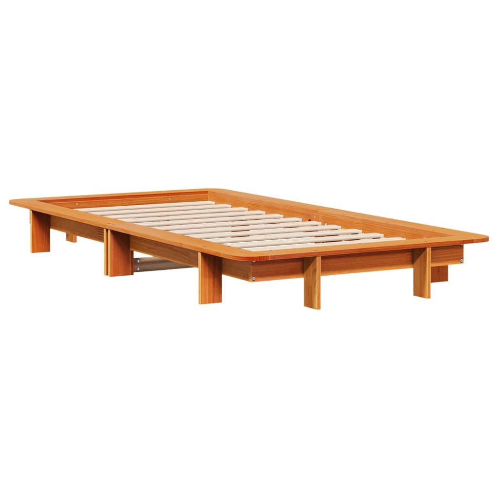 vidaXL Bedframe zonder matras massief grenenhout wasbruin 100x200 cm afbeelding