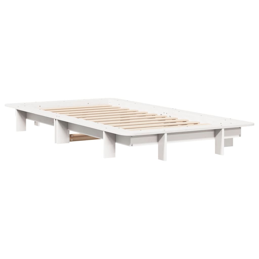 vidaXL Bedframe zonder matras massief grenenhout wit 90x200 cm afbeelding