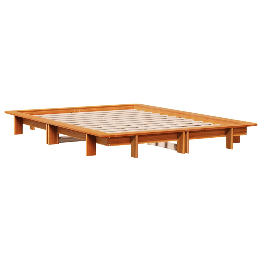 vidaXL Bed met matras massief grenenhout wasbruin 140x190 cm afbeelding