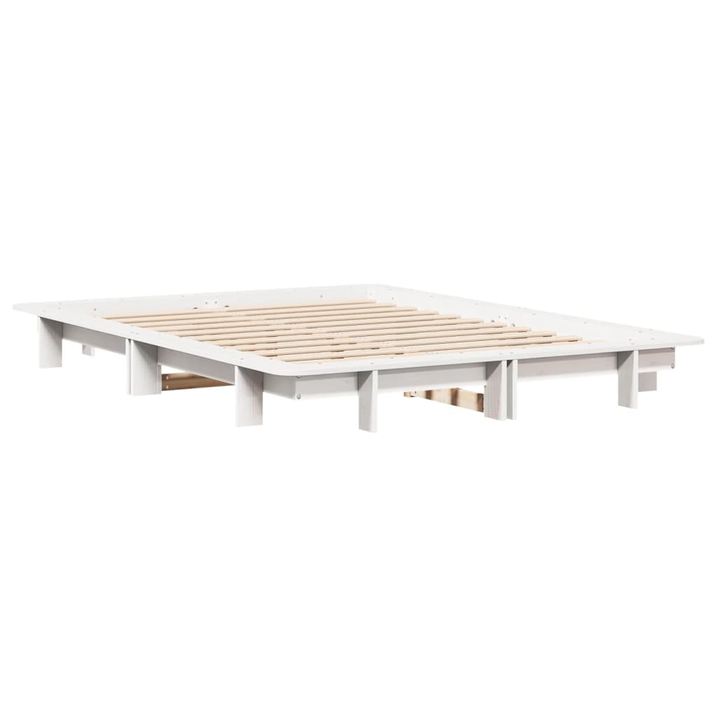 vidaXL Bedframe zonder matras massief grenenhout wit 120x190 cm afbeelding