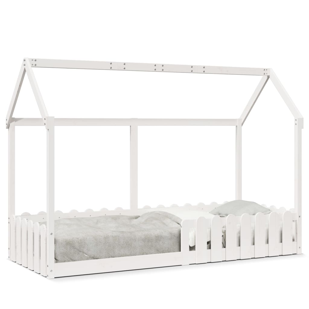 vidaXL Cadru pat tip casă pentru copii alb 80x200 cm lemn masiv de pin