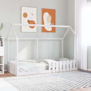 Otroški posteljni okvir bel 80x200 cm trdna borovina