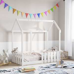 Otroški posteljni okvir bel 70x140 cm trdna borovina