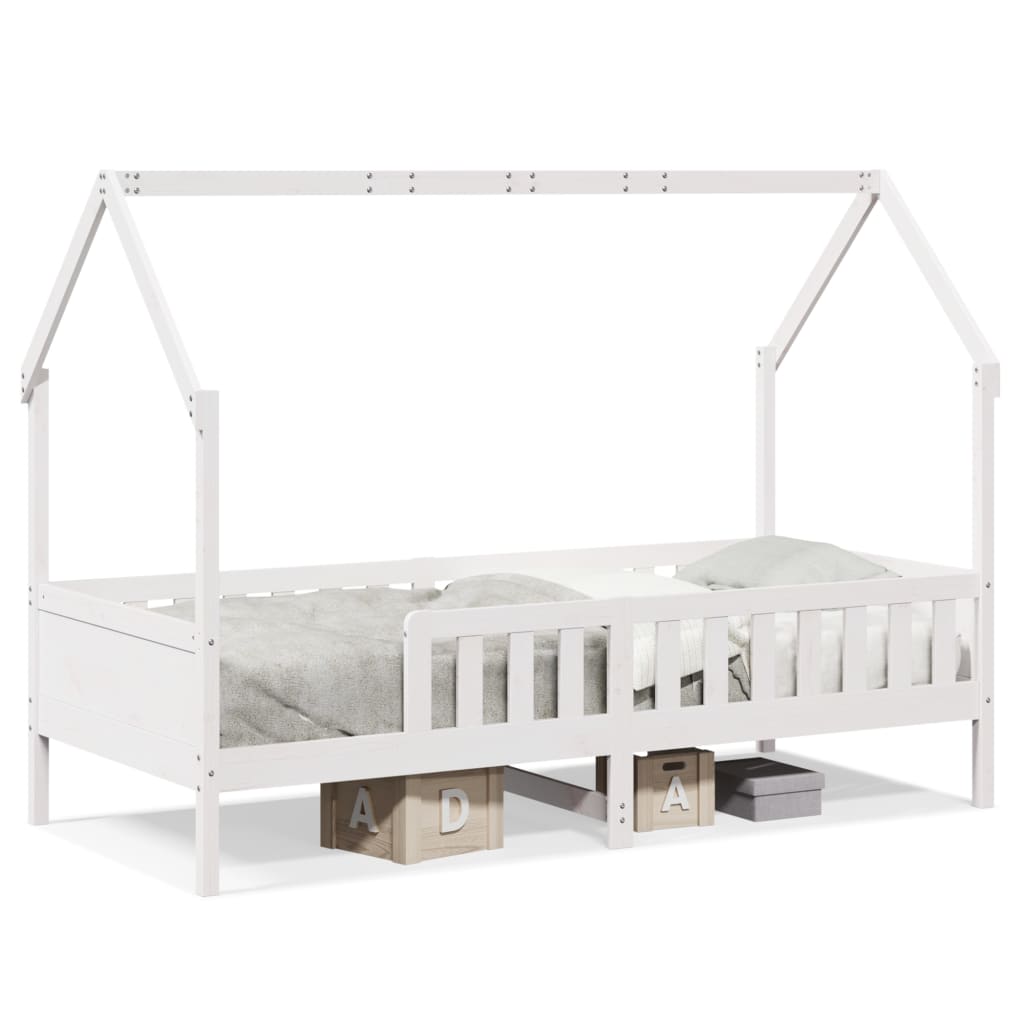 vidaXL Cadru pat tip casă pentru copii alb 90x200 cm lemn masiv de pin
