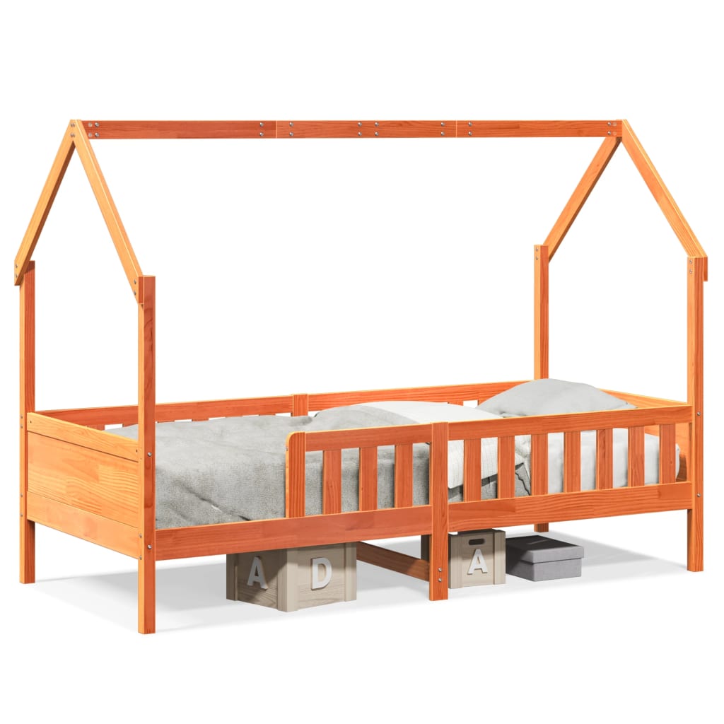 Thumbnail - vidaXL Kinderbett Hausbett Wachsbraun 80x200 cm Kiefer