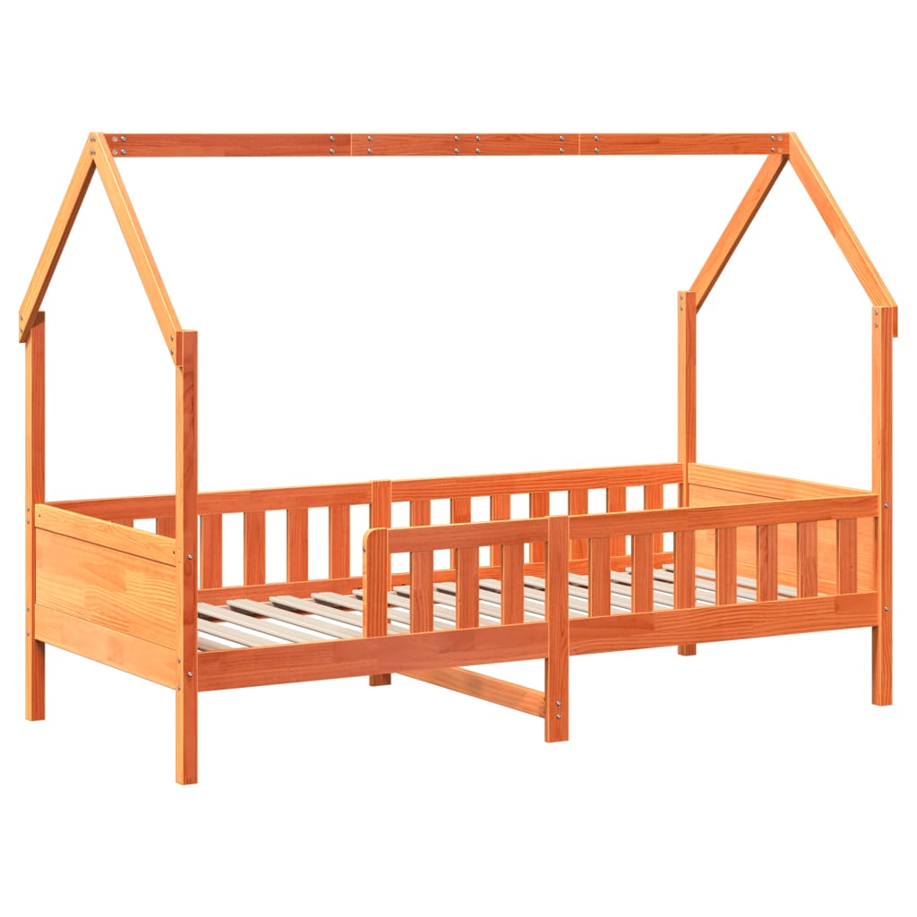 vidaXL Rám detskej postele domček voskovohnedý 80x200 cm mas. borovica