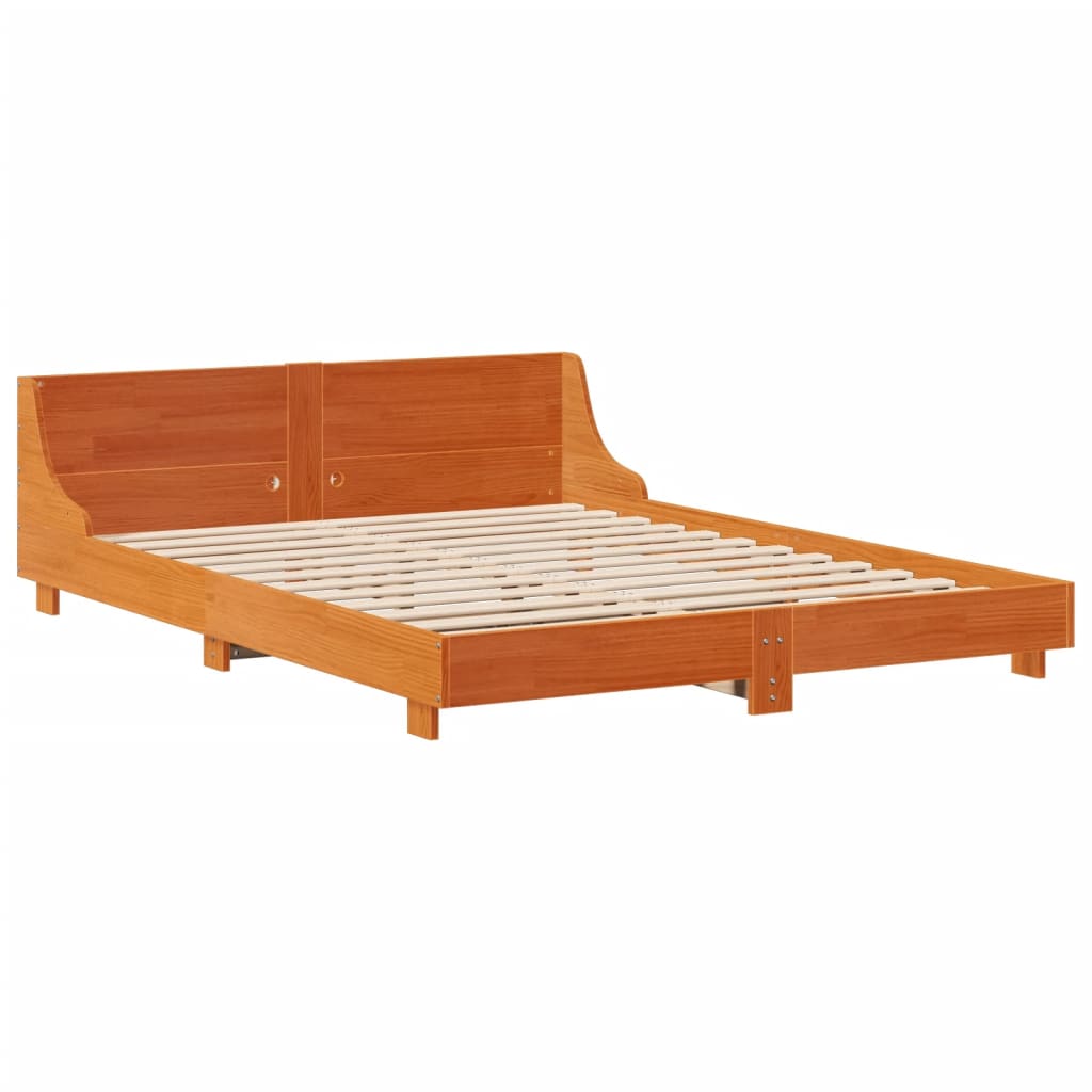 vidaXL Bedframe zonder matras massief grenenhout wasbruin 150x200 cm afbeelding