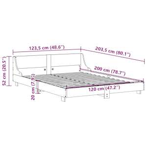 Postel bez matrace bílá 120 x 200 cm masivní borovice - obrázek 9