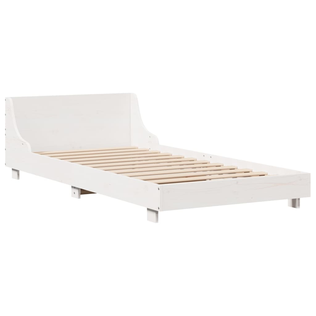 vidaXL Bedframe zonder matras massief grenenhout wit 140x200 cm afbeelding