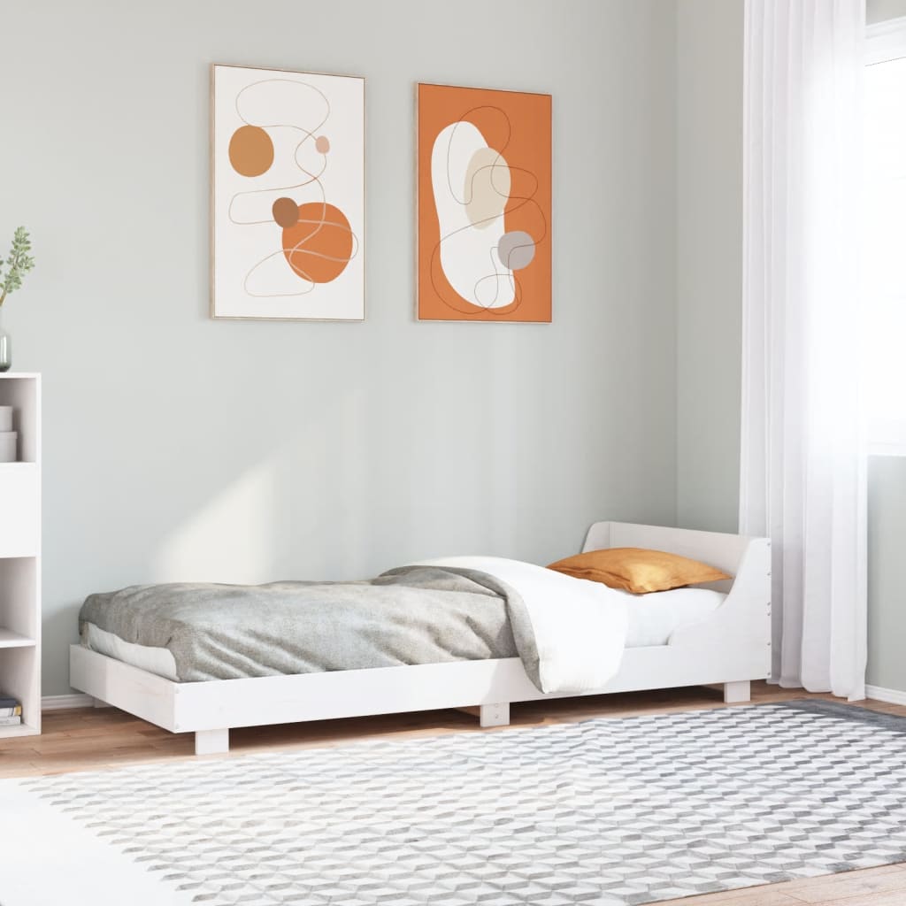 vidaXL sengeramme uden madras 75x190 cm massivt fyrretræ hvid