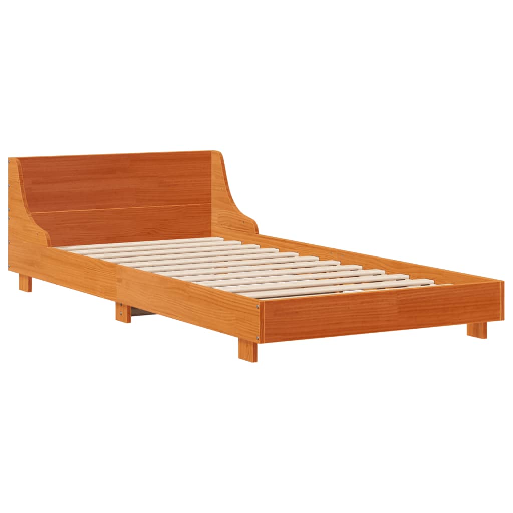 vidaXL Bedframe zonder matras massief grenenhout wasbruin 75x190 cm bruin, foto 2