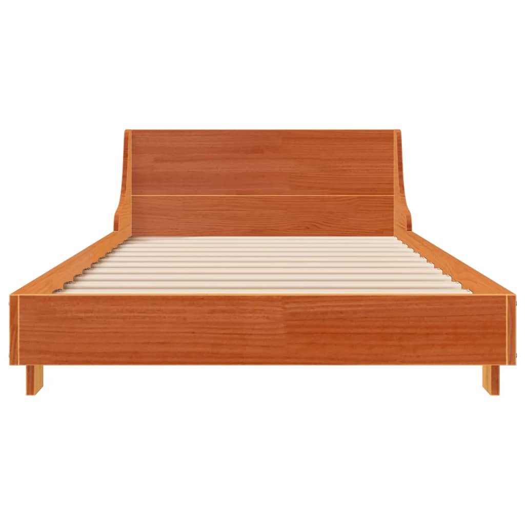 vidaXL Bedframe zonder matras massief grenenhout wasbruin 75x190 cm bruin, foto 4